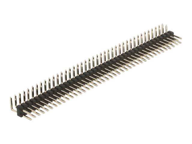 DELOCK Stiftleiste 40 Pin Rastermass 2,54mm 2-reihig gewinkelt Vorderansicht
