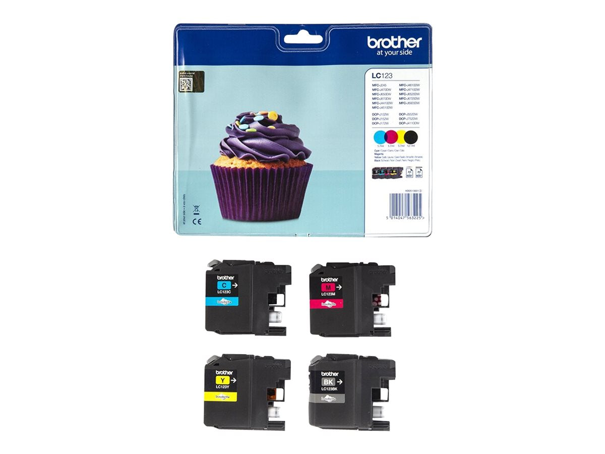 BROTHER LC-123 Tinte schwarz und dreifarbig Vorderansicht