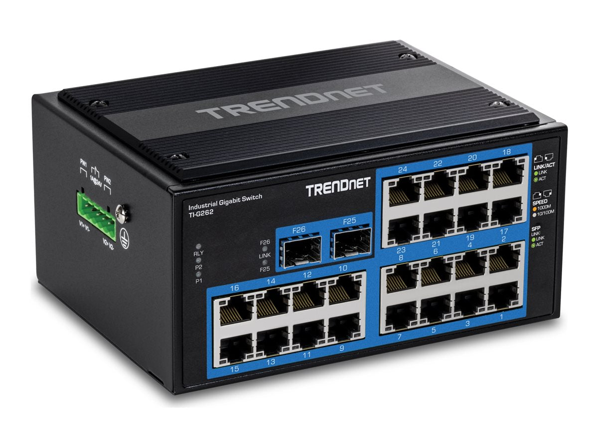 TRENDNET TI-G262 DIN-Rail Switch Vorderansicht