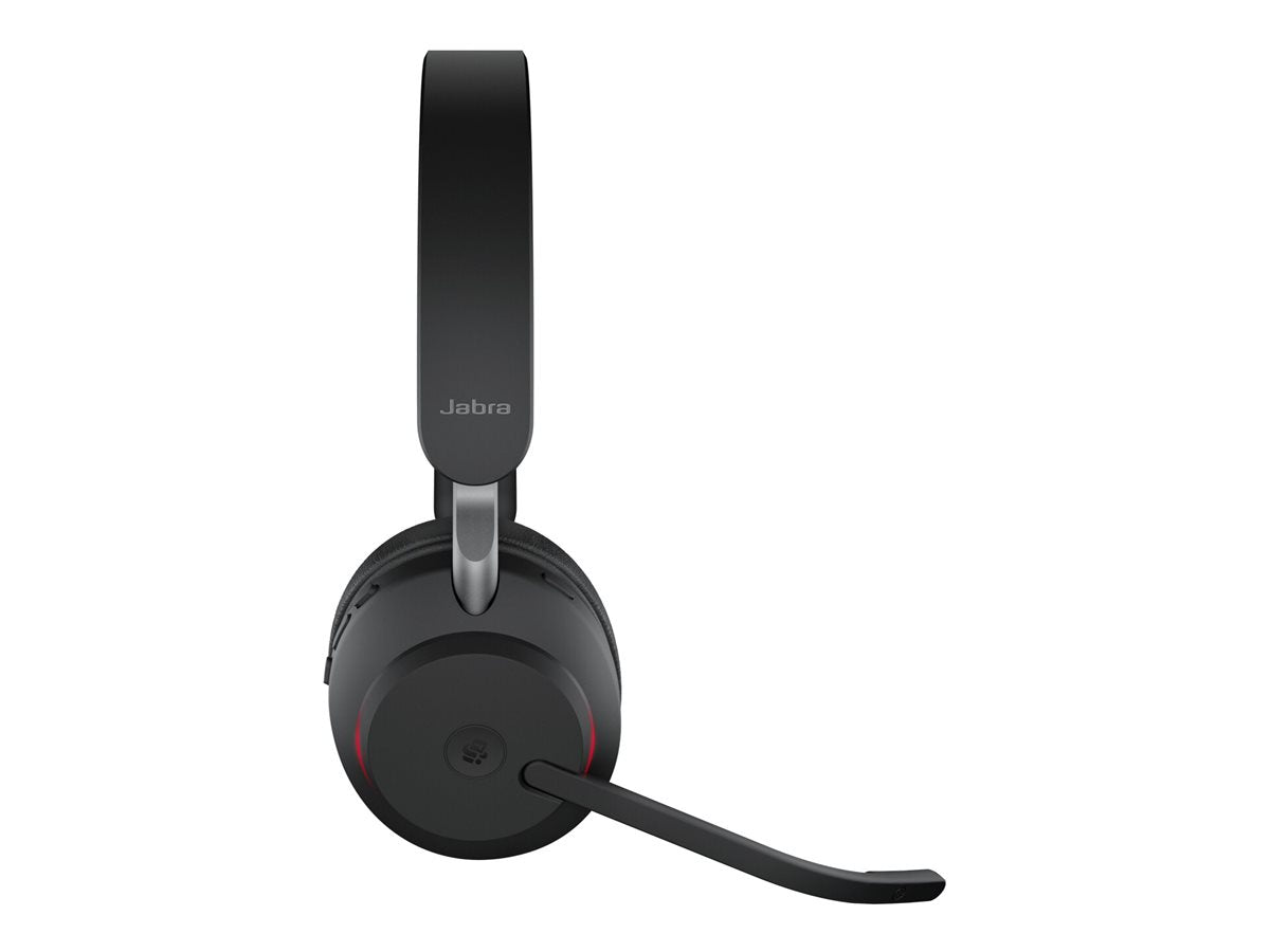JABRA Evolve2 65 MS Stereo Headset on-ear Bluetooth wireless USB-A noise isolating black Certified for Microsoft Teams