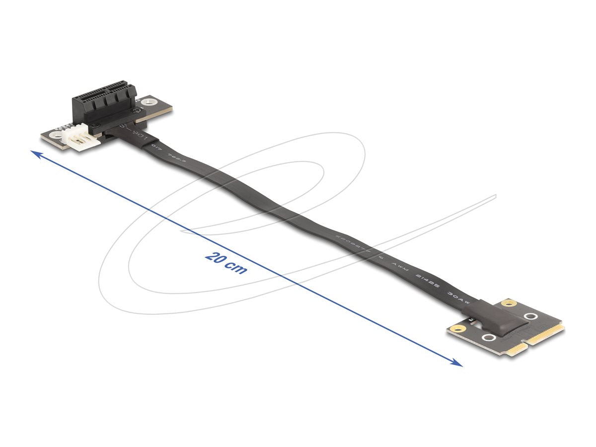 DELOCK Adapter Mini PCIe Stecker zu PCIe 3.0 x1 Buchse 90 gewinkelt mit Kabel 20cm - Vorderansicht