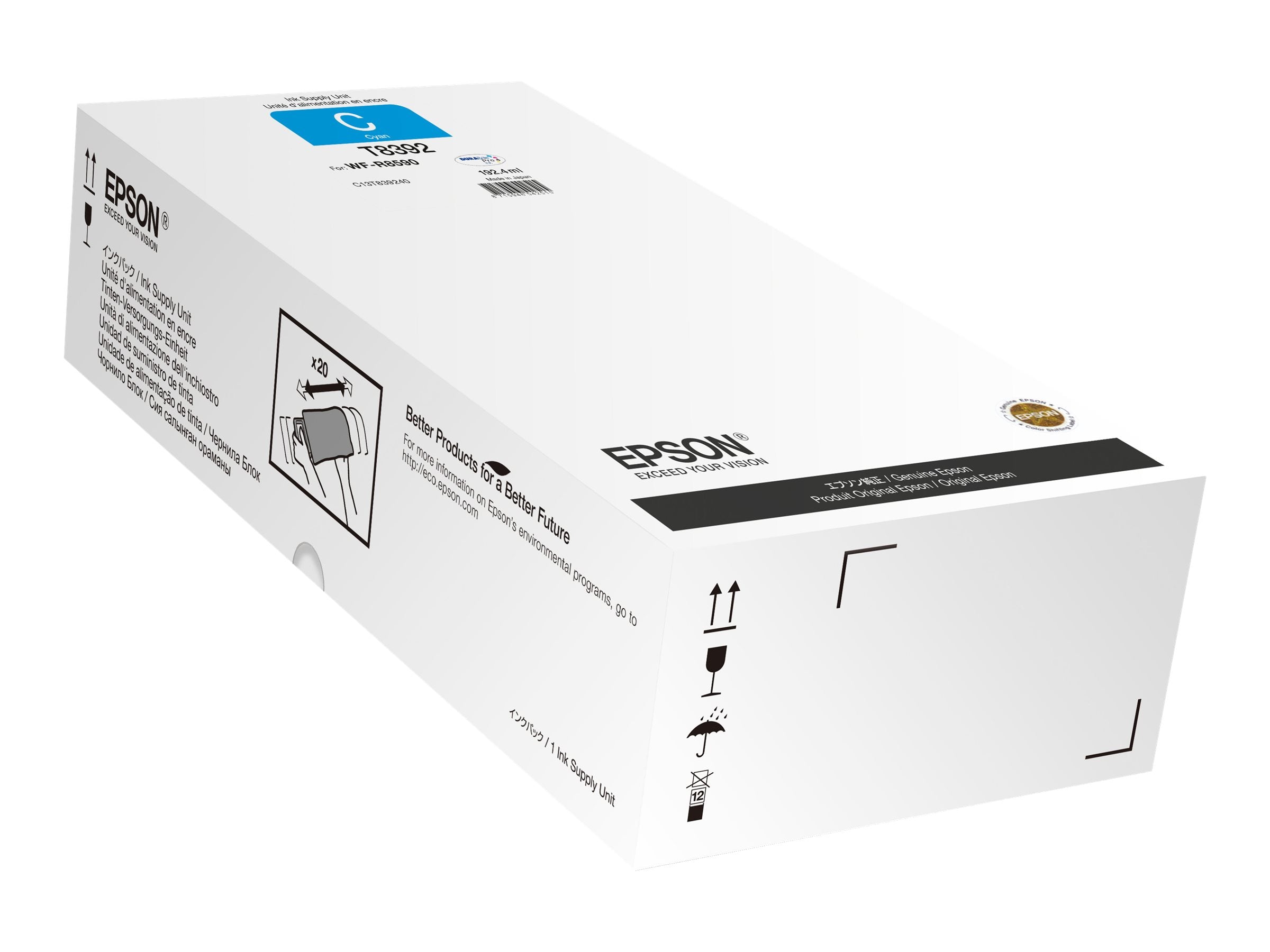 EPSON WorkForce Pro WF-R8590 Cyan XL Ink Supply Unit Vorderansicht