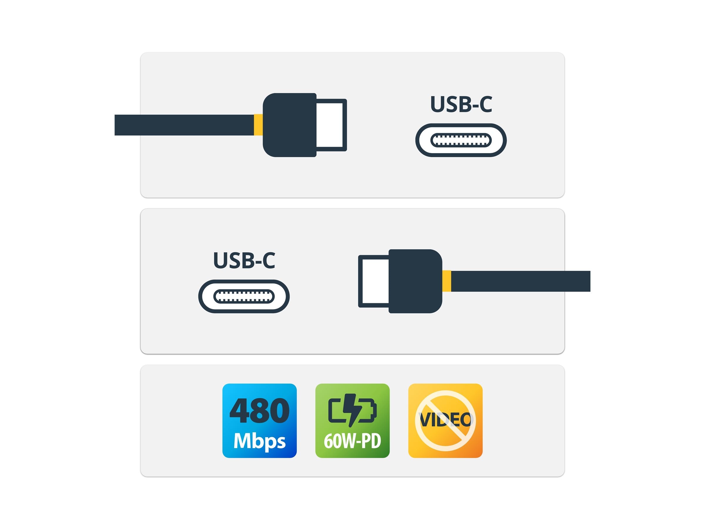 STARTECH.COM 2m USB-C Schnellladekabel USBC Kabel USB 2.0 Typ-C Laptop Ladekabel 60W Power Delivery USB-C auf USB-C Weiss