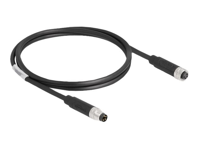 DELOCK M8 4 Pin Kabel A-kodiert Stecker zu Buchse PUR TPU 1m - Vorderansicht