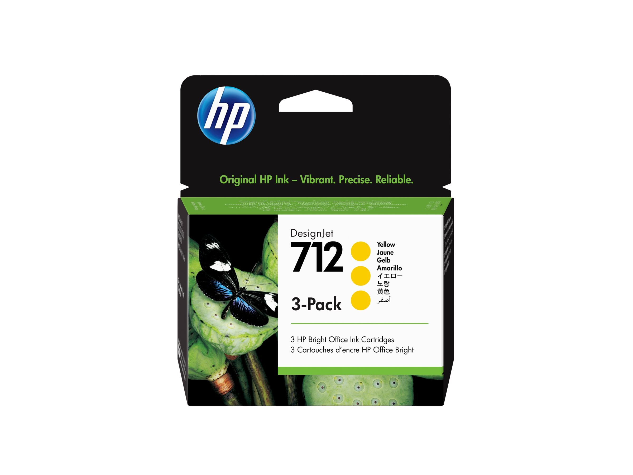 HP 712 3-Pack 29-ml Yellow DesignJet Ink Cartridge Verpackung