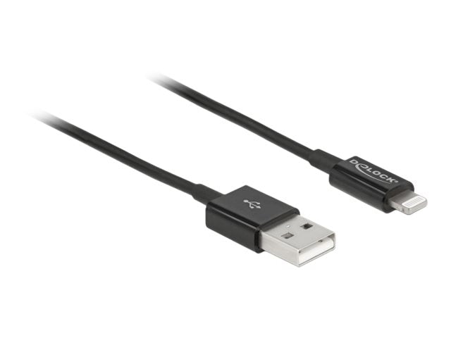 DELOCK USB Daten- und Ladekabel für iPhone iPad iPod schwarz 1m - Vorderansicht