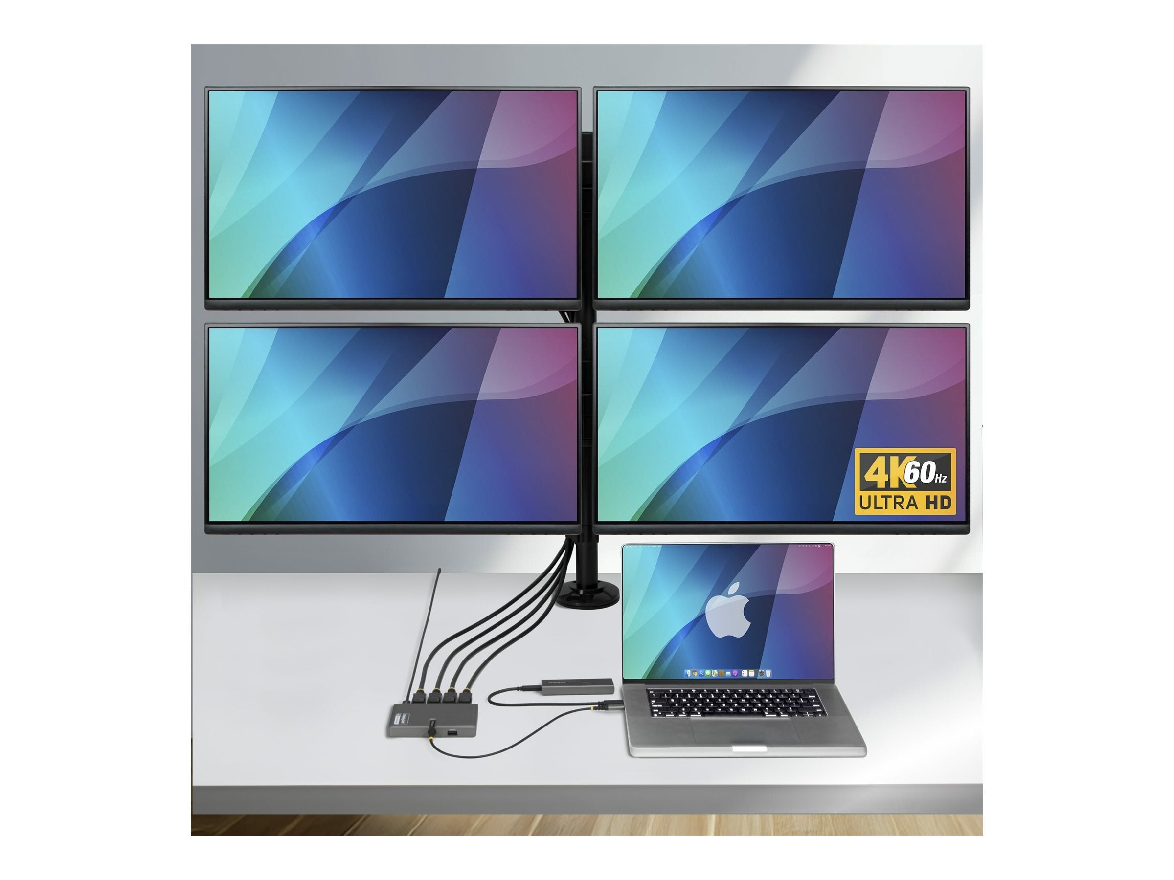 STARTECH.COM USB-C zu 4-Monitor Workstation Adapter 4K 60Hz DisplayPort 140W PD Passthrough USB fur Tastatur und Maus TAA