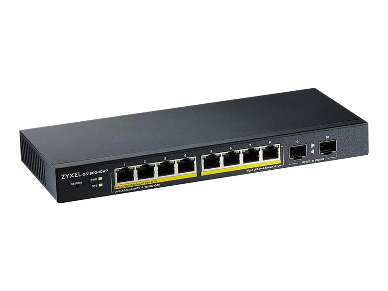 ZYXEL GS1900-10HP v2 8-port GbE L2 PoE Smart Switch Vorderansicht