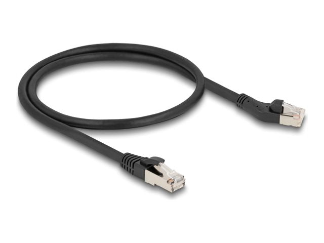 DELOCK RJ45 Netzwerkkabel Cat.8.1 S/FTP Stecker 45 nach links gewinkelt zu Stecker gerade bis 40 Gbps 0