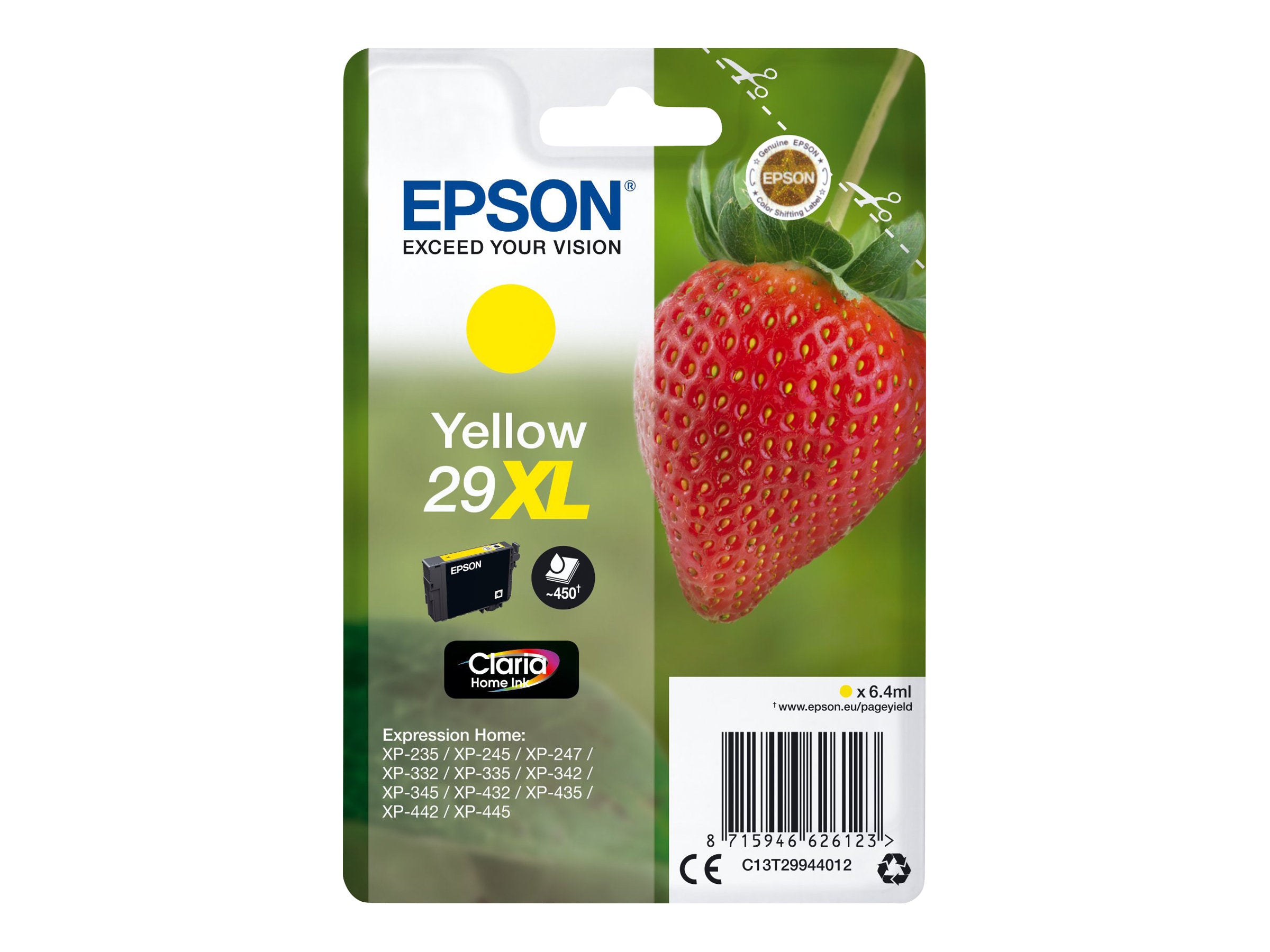 EPSON 4LB Singlepack Yellow 29XL Claria Home Ink Vorderansicht