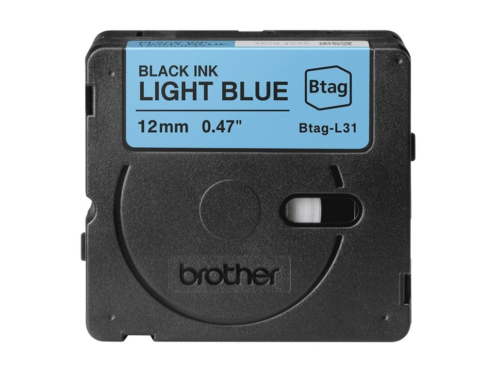 BROTHER 12MM BTAGL31 Ribbon Black on Light Blue - Detailansicht