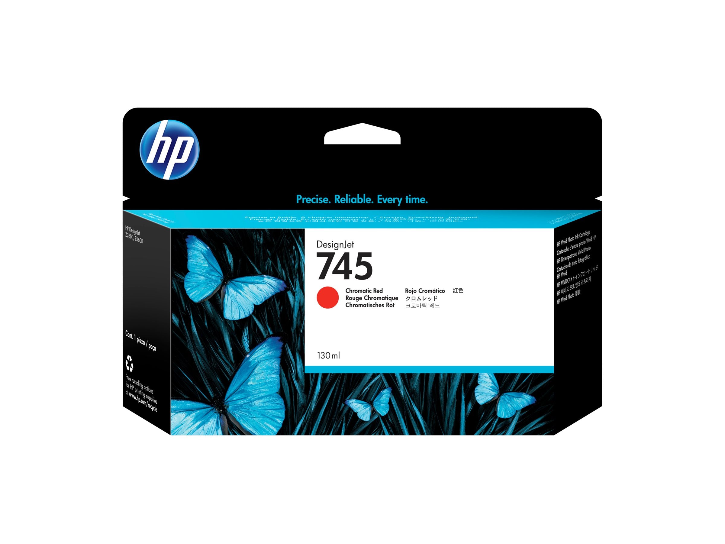 HP 745 Tintenpatrone Chromatisch Rot 130 ml - Vorderansicht