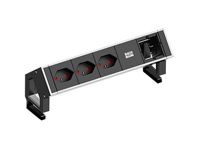 BACHMANN DESK2 3xCH T13 90 1xCM Strom 0,2m GST18 Inox lackiert Schweiz - Vorderansicht
