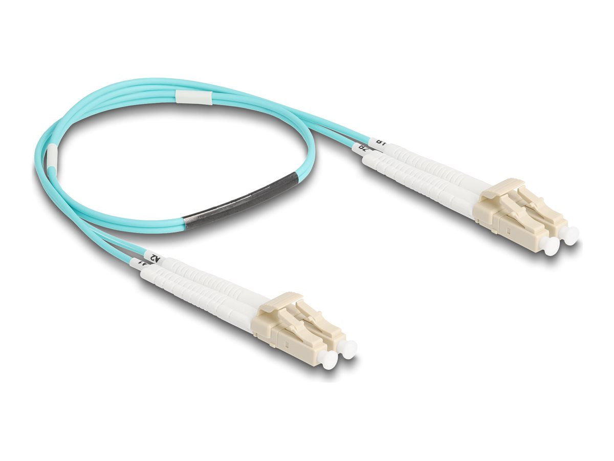 DELOCK LWL Kabel LC Duplex zu LC Duplex Multimode OM3 0,5m - Vorderansicht