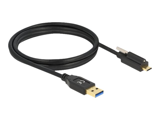 DELOCK SuperSpeed USB USB 3.2 Gen 1 Kabel Typ-A Stecker zu USB Type-C Stecker mit Schraube oben 1