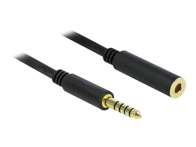DELOCK Verlängerungskabel Klinke 4,4 mm 5 Pin Stecker zu Buchse 5 m schwarz - Verpackung