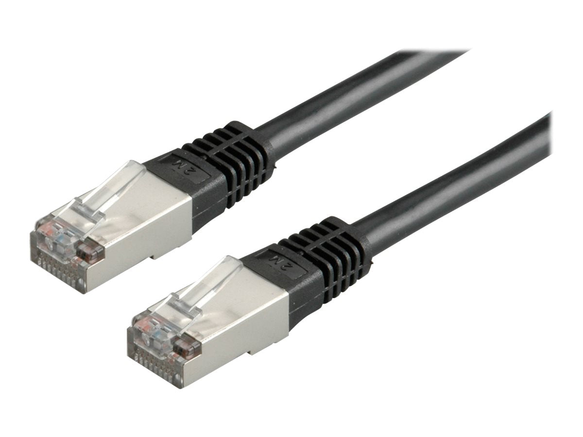 ROLINE Patchkabel Kat.5e Class D S/FTP schwarz 0,5m Vorderansicht