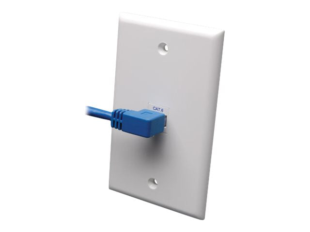 EATON TRIPPLITE Left-Angle Cat6 Gigabit Molded UTP Ethernet Cable RJ45 Left-Angle M to RJ45m Blue 10 ft. 3