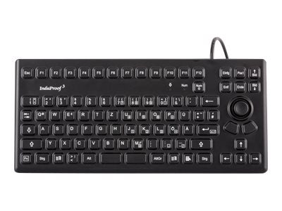 GETT InduProof3 Silikon Tastatur mit Maussteuerung IP68 wasserdicht desinfizierbar schwarz 86 Tasten Layout US