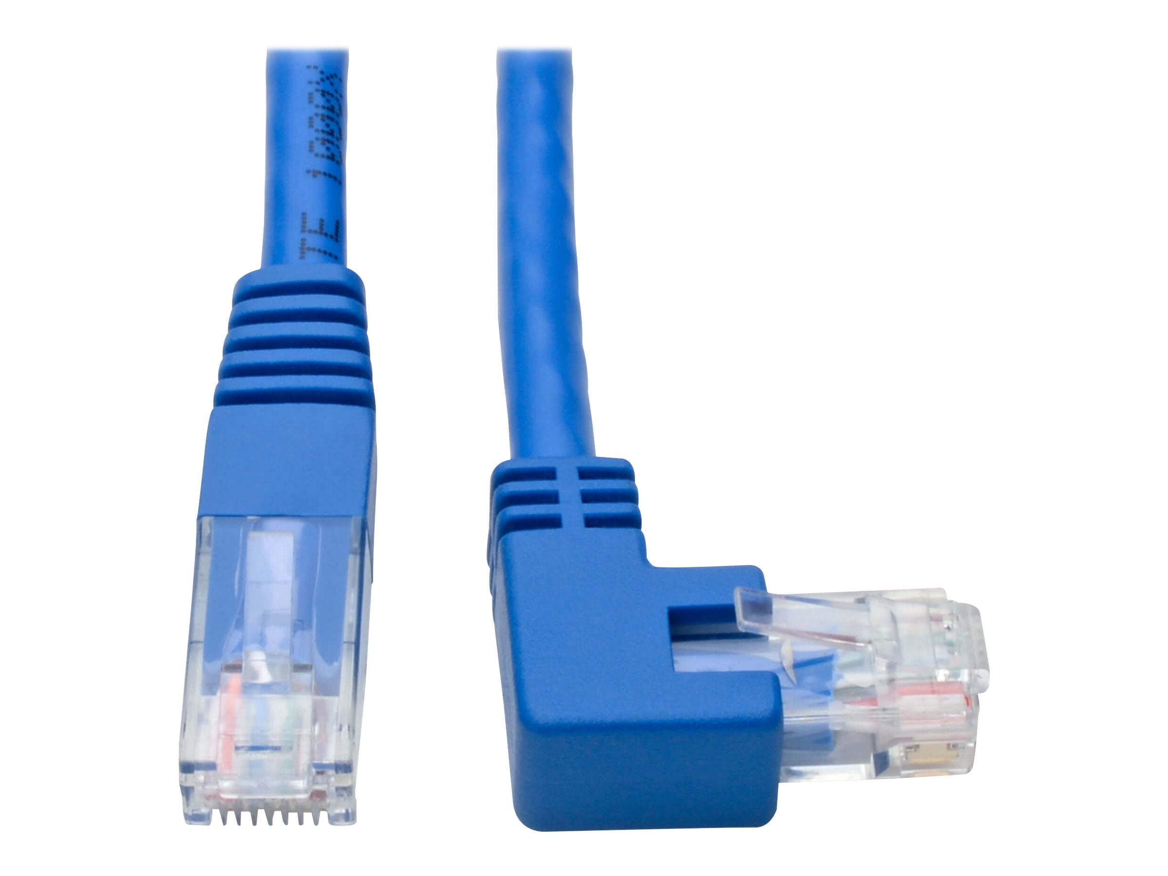 EATON TRIPPLITE Right-Angle Cat6 Gigabit Molded UTP Ethernet Cable RJ45 Right-Angle M to RJ45m Blue 1 ft. 0
