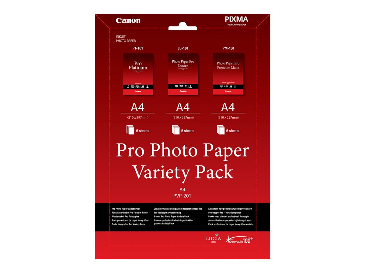 CANON PVP-201 Pro Variety Pack A4 Fotopapier-Kit Vorderansicht