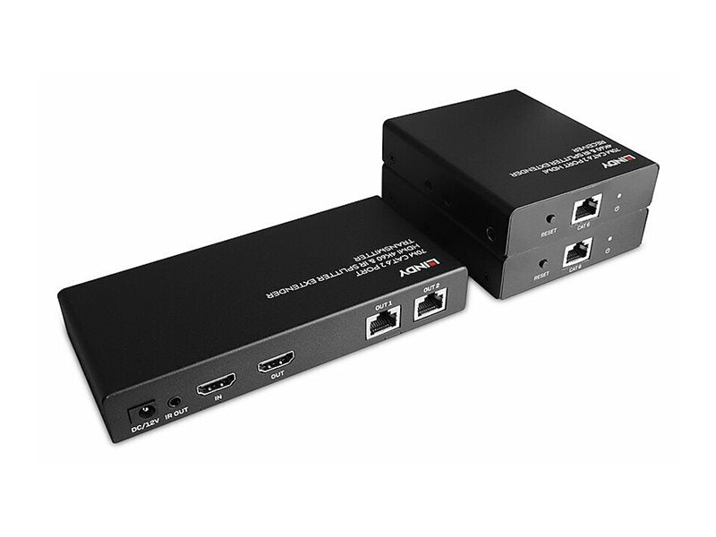 LINDY 70m 2 Port Cat.6 HDMI 4K60 Splitter Extender Anschlussansicht