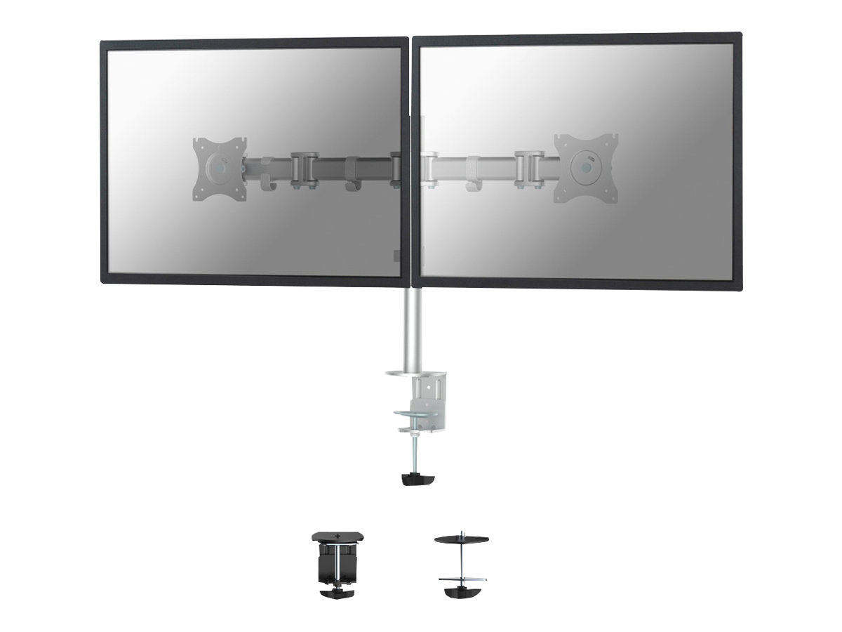 NEOMOUNTS NeoMounts Flat Screen Desk Mount 2 screens Silver - Vorderansicht