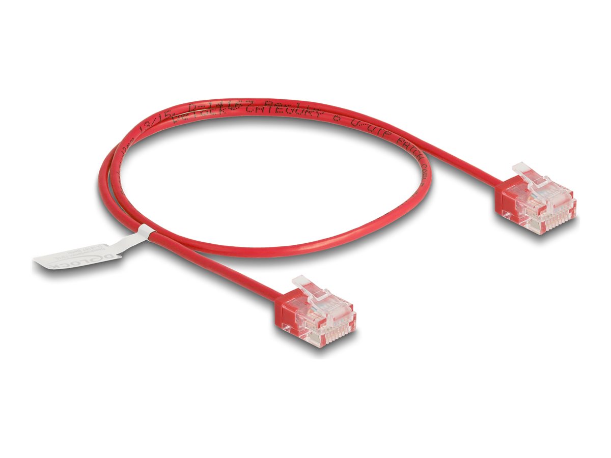 DELOCK RJ45 Netzwerkkabel Cat.6 UTP Ultra Slim 0,5m rot - Vorderansicht