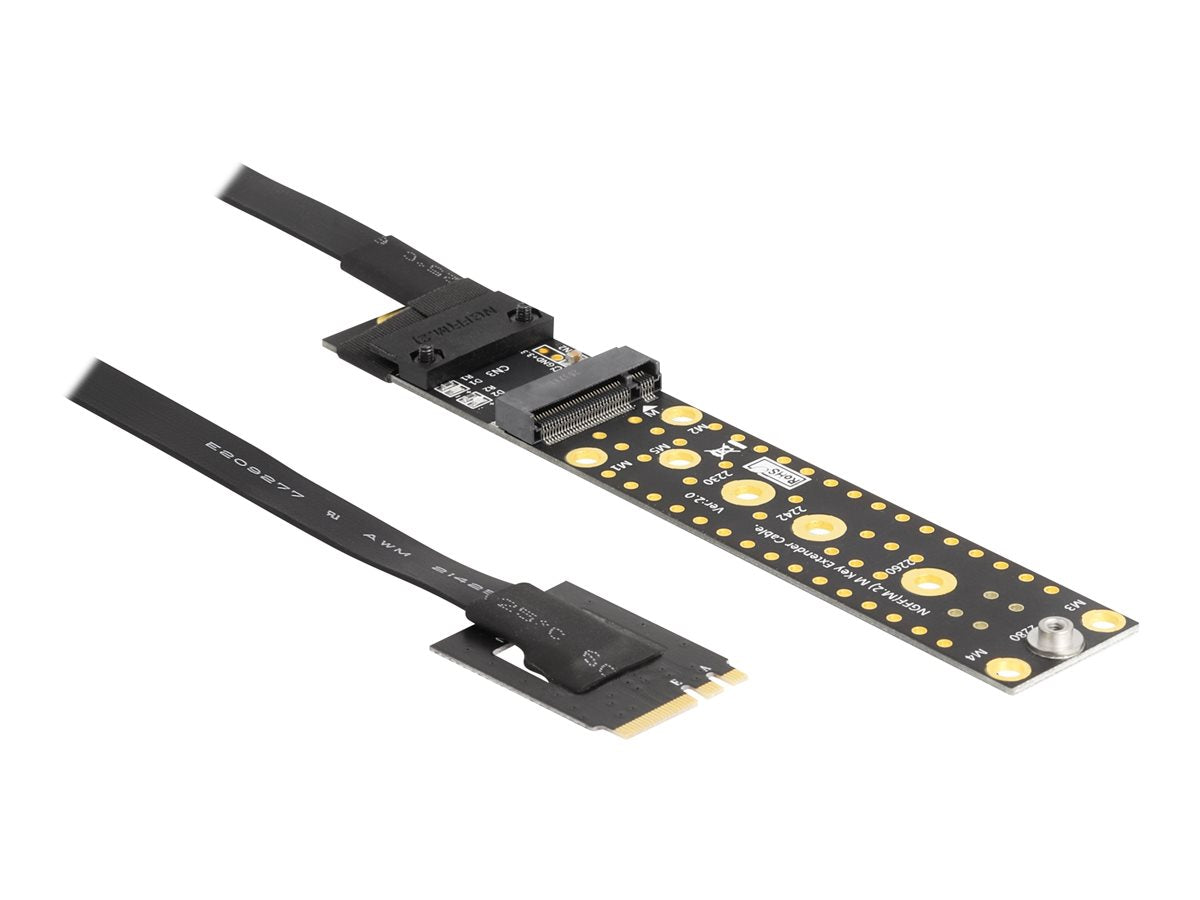 DELOCK Riser Karte NVMe M.2 Key A+E Stecker zu Key M Slot mit 20cm Kabel - Vorderansicht