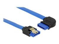 DELOCK Kabel SATA 6 Gb/s Buchse gerade > SATA Buchse rechts gewinkelt 20cm blau mit Goldclips