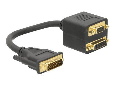 DELOCK Adapter DVI29 Stecker zu DVI29 + VGA Buchse - Vorderansicht