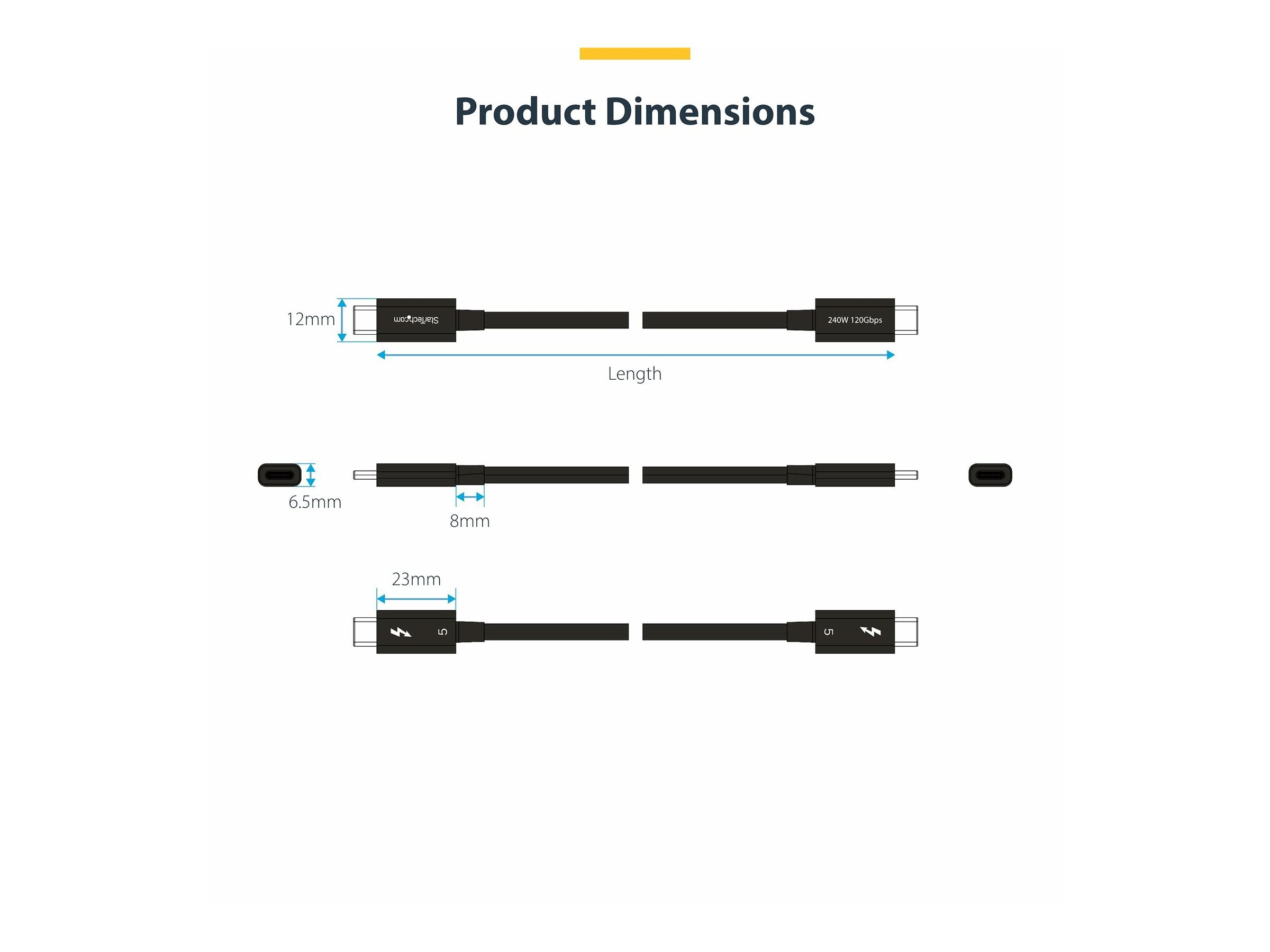 STARTECH.COM 80cm Thunderbolt 5 Kabel 80Gbps-120Gbps 240W PD 8K60Hz Thunderbolt-zertifiziertes Kabel TB4 USB4 USB-C
