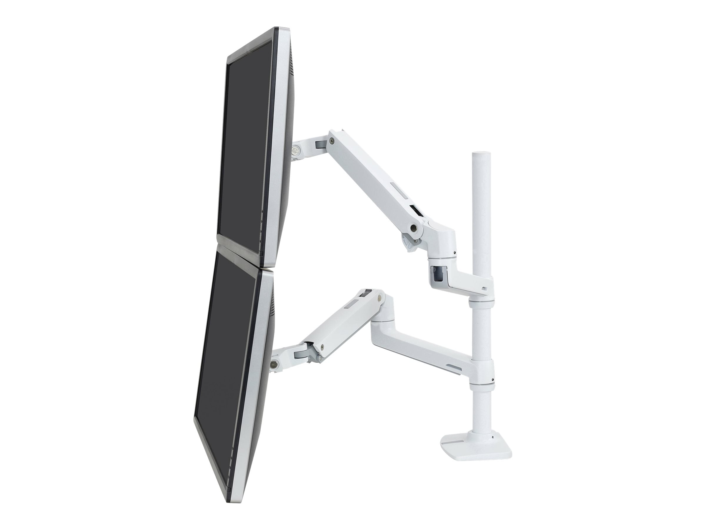 ERGOTRON LX-Dual-Stacking-Arm hohe Säule weiß - Vorderansicht