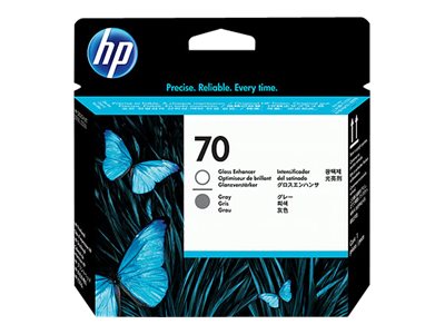 HP 70 original printhead C9410A grau und Gloss Enhancer Detailansicht