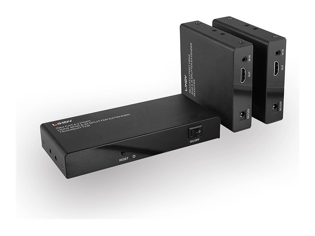 LINDY 70m 2 Port Cat.6 HDMI 4K60 Splitter Extender Vorderansicht