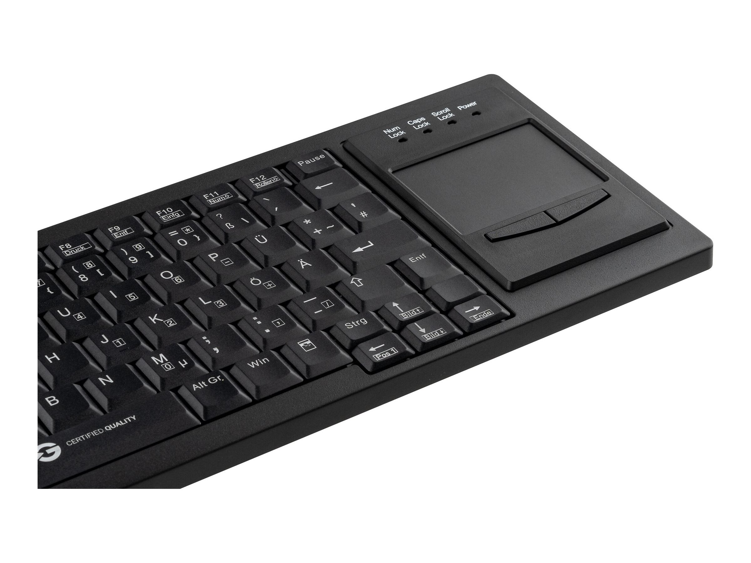 GETT Cleantype Xtra Touch WL kabellose Tastatur mit Touchpad Farbe schwarz Layout DE