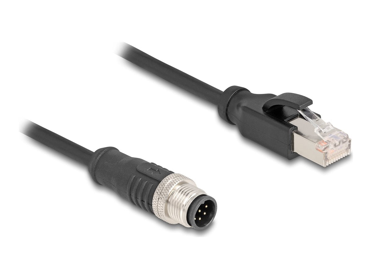 DELOCK M12 Kabel A-kodiert 8 Pin Stecker zu RJ45 Stecker PVC 2m - Vorderansicht