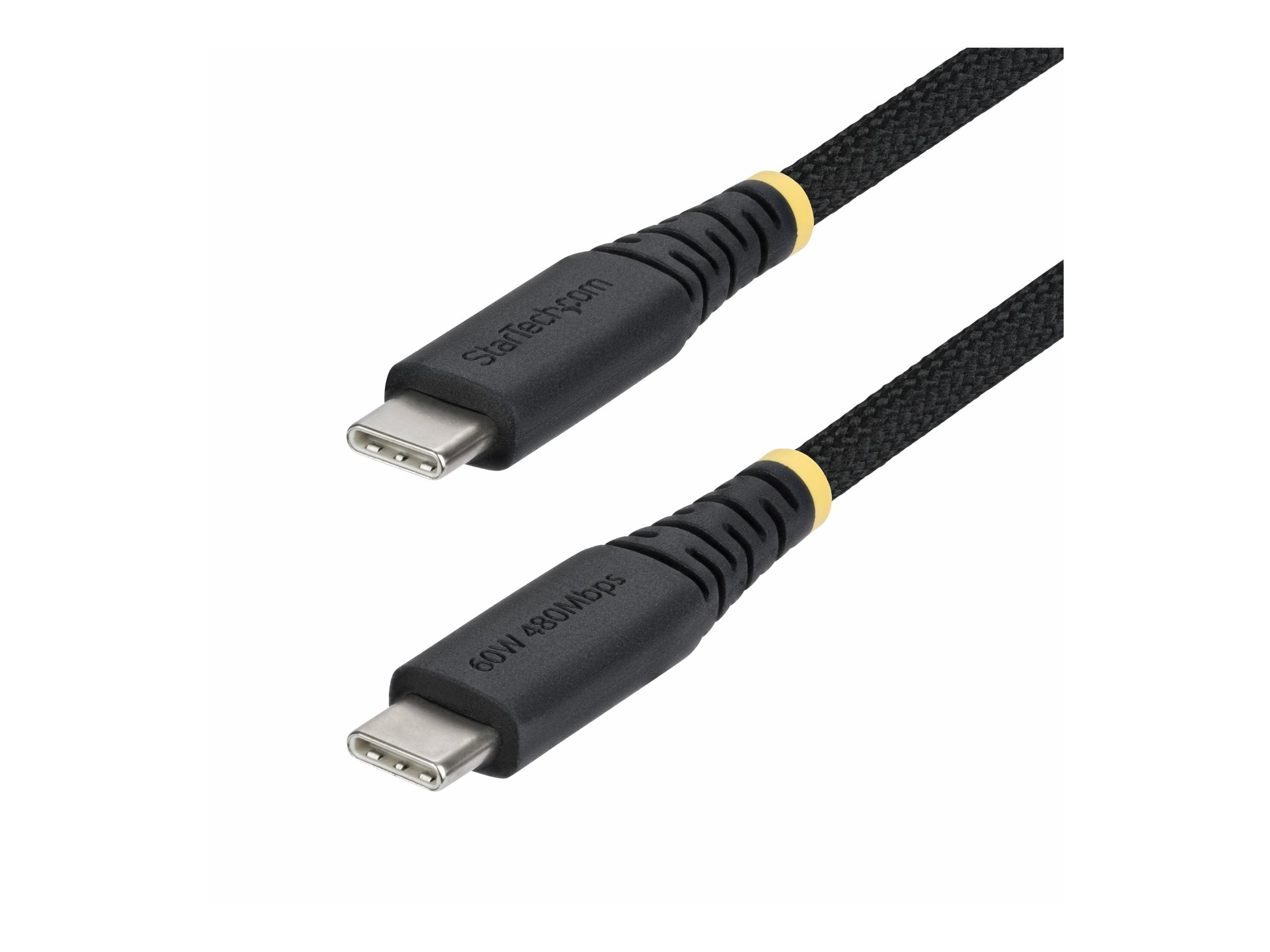 STARTECH.COM 1m USB-C Ladekabel 60W 3A PD Zweischichtige geflochtene Nylon-TPE-Hulle Robustes USBC Laptop-Handy Ladekabel USB 2.0