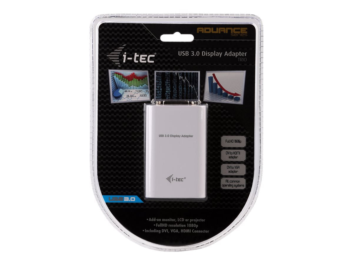 I-TEC USB 3.0 Advance Display Adapter TRIO DVI VGA HDMI Rückansicht