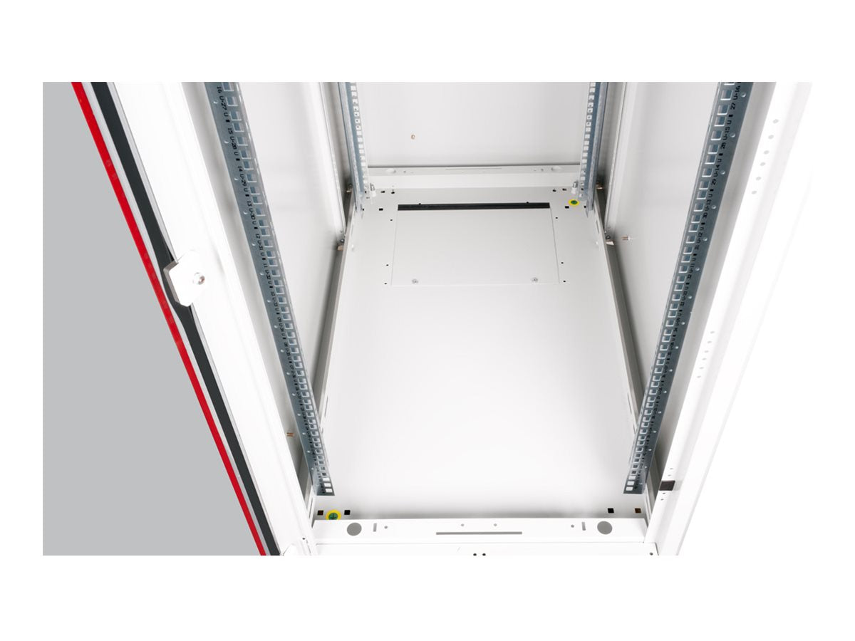 ROLINE Netzwerkschrank Basic 48,26cm 19Zoll 42 HE 600x1000 BxT Glastür grau - Seitenansicht