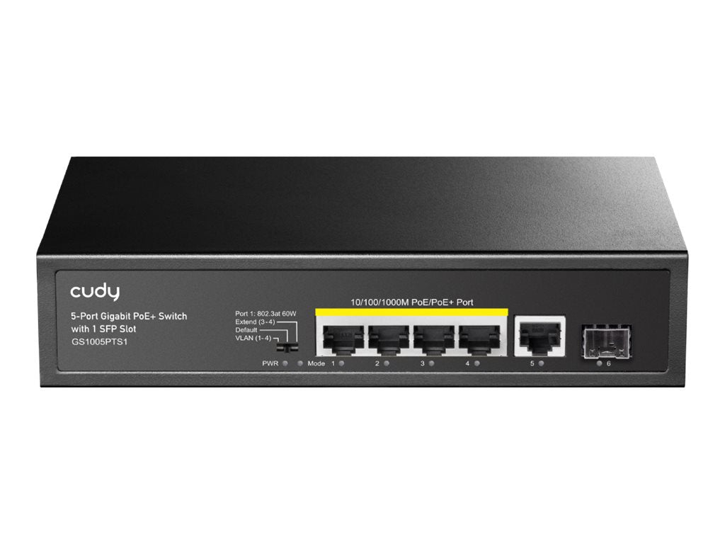 CUDY GS1005PTS1 5-Port Gigabit PoE+ Switch Vorderansicht