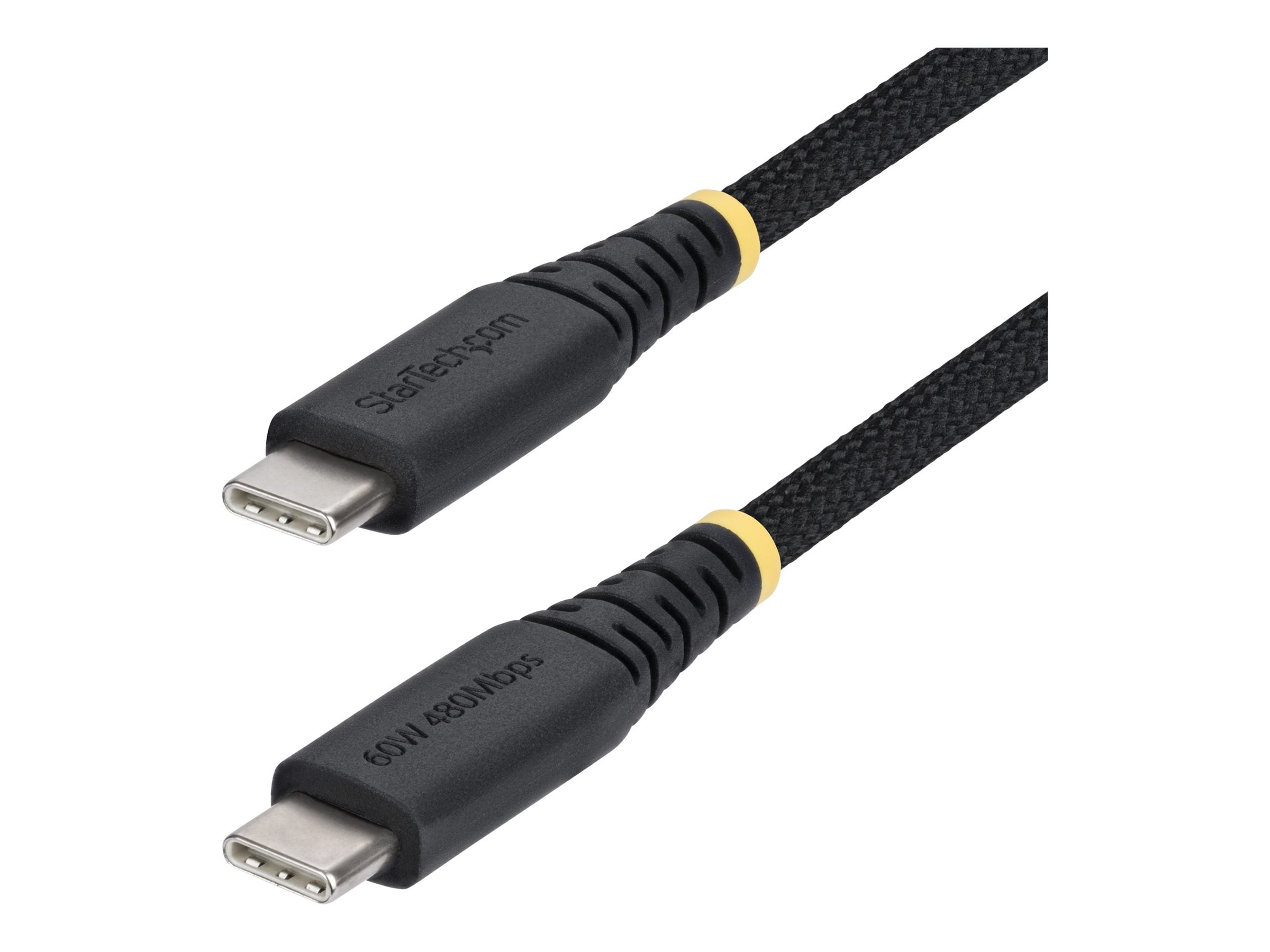 STARTECH.COM 2m USB-C Ladekabel 60W 3A PD Zweischichtige geflochtene Nylon-TPE-Hulle Robustes USBC Laptop-Handy Ladekabel USB 2.0