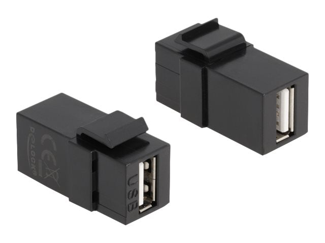 DELOCK Keystone Modul USB 2.0 A Buchse zu USB 2.0 A Buchse schwarz - Vorderansicht