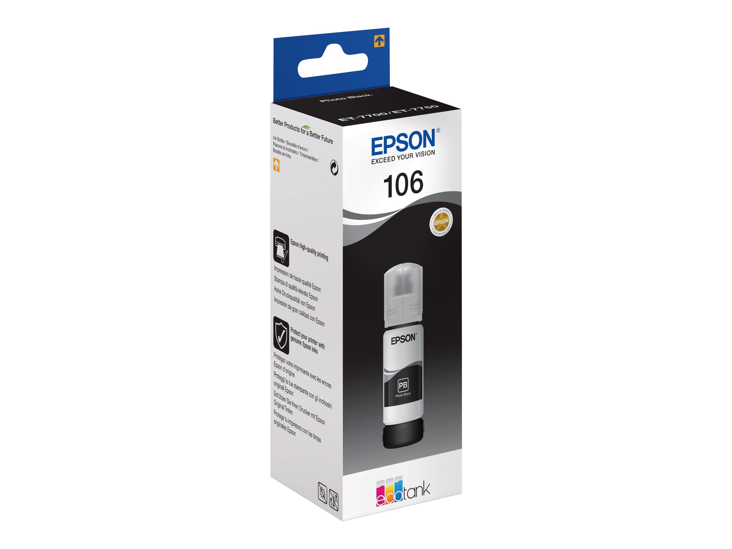 EPSON 5LB 106 EcoTank Photo Black Tintenbehälter Vorderansicht