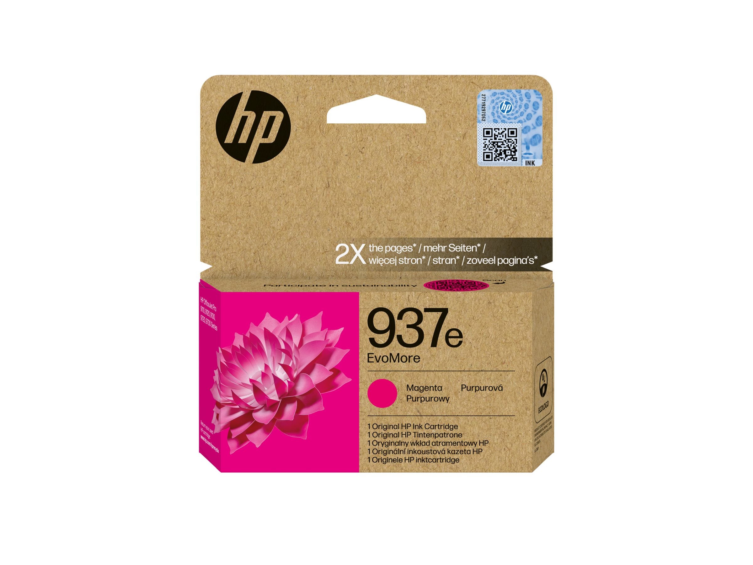 HP 937e EvoMore Magenta Original Ink Cartridge Seitenansicht