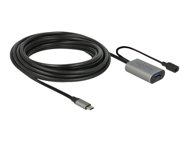 DELOCK Aktives USB 3.1 Gen 1 Verlängerungskabel USB Type-C zu USB Typ-A 5 m - Vorderansicht