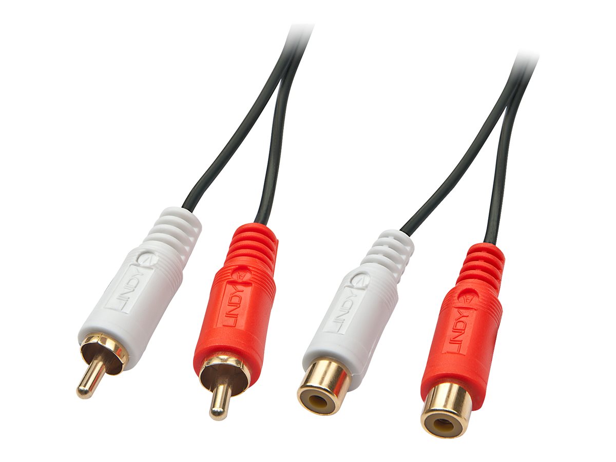 LINDY Audiokabel Stereo 2x RCA Male an 2x RCA female 2m vergoldet - Vorderansicht
