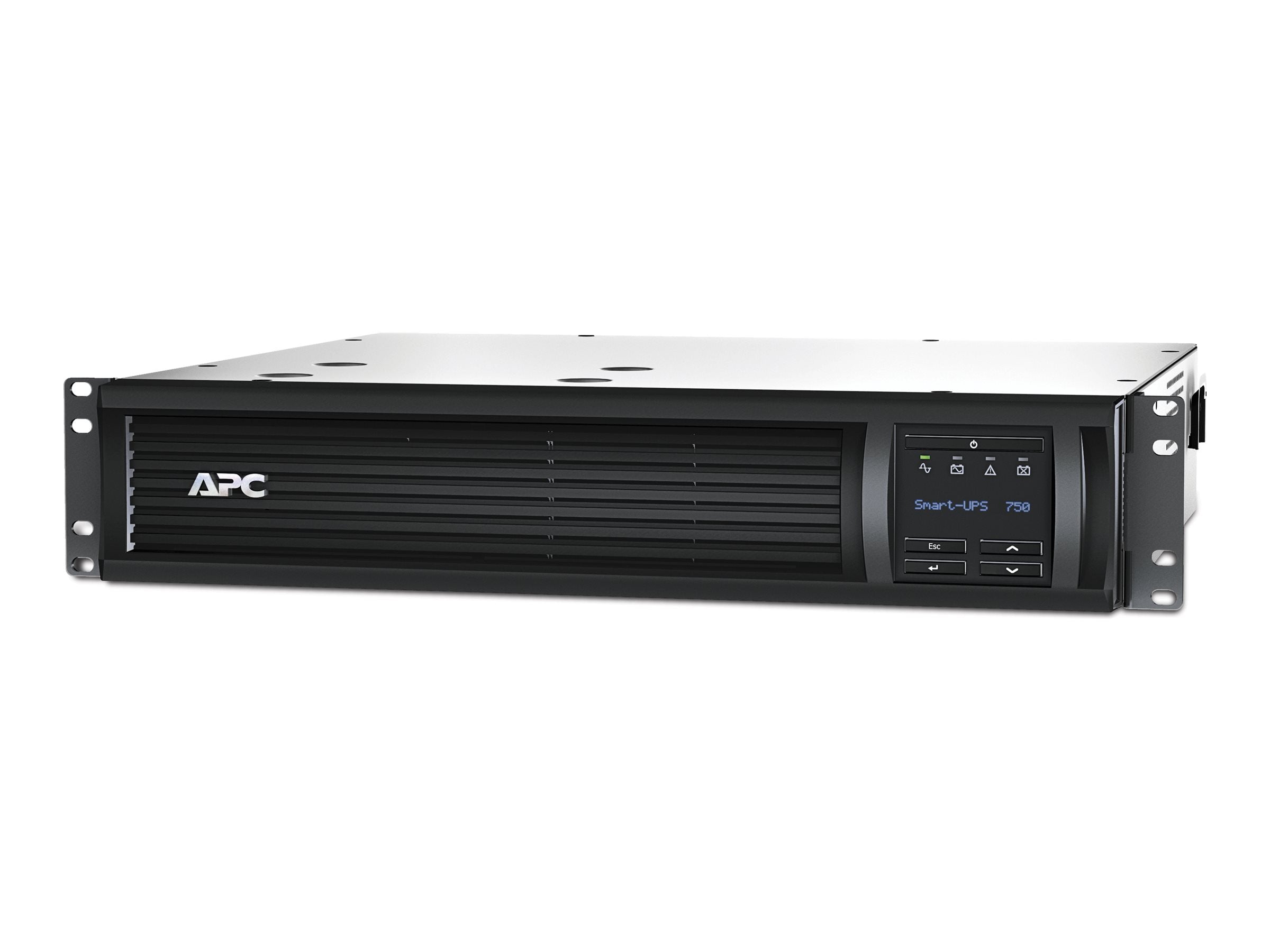 APC Smart-UPS 750VA LCD RM UPS Rack AC 120V 500Watt 750VA 1-phase Ethernet RS-232 USB oc 6 2U BK with APC SmartConnect