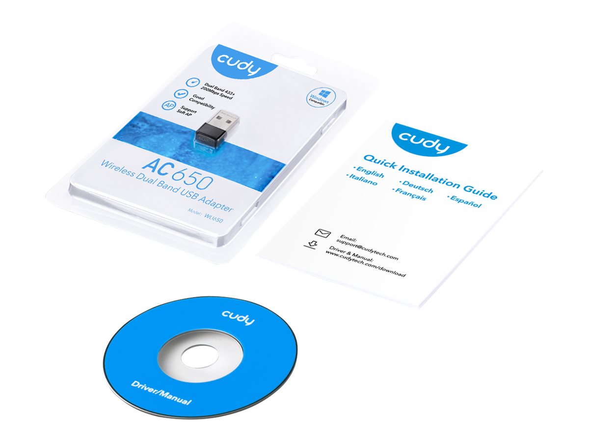 CUDY WU650 AC650 Wi-Fi Mini USB Adapter Detailansicht