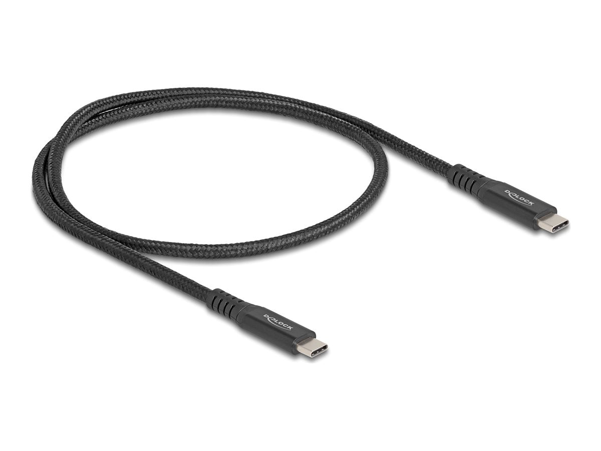 DELOCK USB 20 Gbps Kabel USB Type-C Stecker zu Stecker PD 3.0 100W E-Marker 0,5m schwarz Metall - Vorderansicht